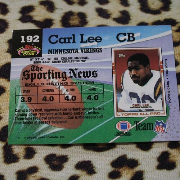 Carl Lee #192 Football Card - Picture 2 of 2